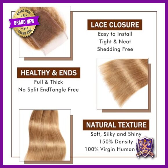 Human Hair Bundles with Lace Closure 8 10 12 Inch Straight Brazilian Virgin main image 6